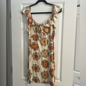Earthbound Floral Ruffle Mini Dress – Size XL